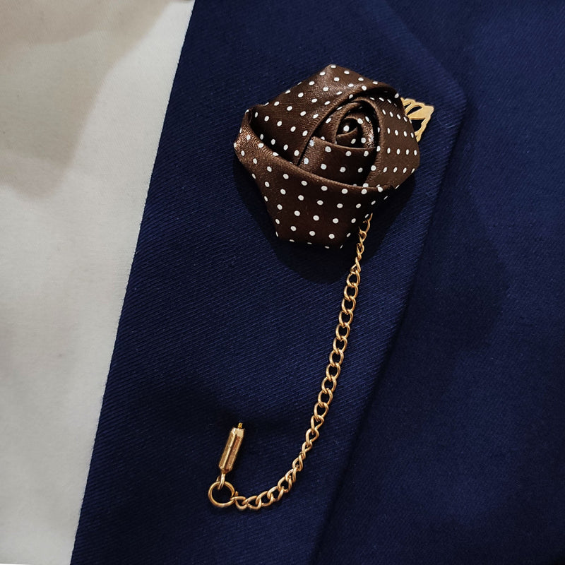 Chocolate Brown mini Polka Drops Floral Lapel Pins