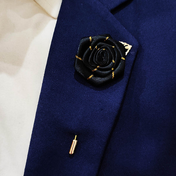 Black texture Floral Lapel Pins