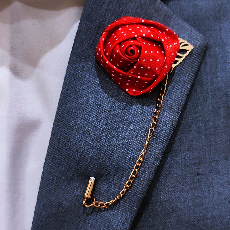 Mini red Polka Drops Floral Lapel Pins