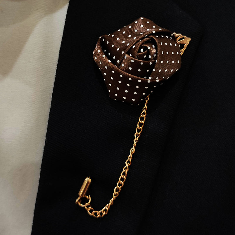 Chocolate Brown mini Polka Drops Floral Lapel Pins