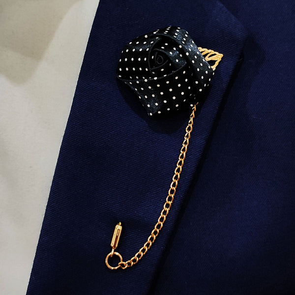 Mini Black Polka Drops Floral Lapel Pins