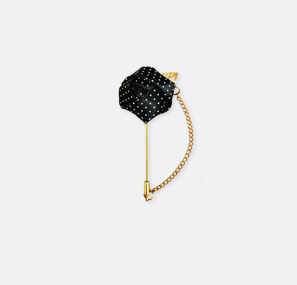 Mini Black Polka Drops Floral Lapel Pins