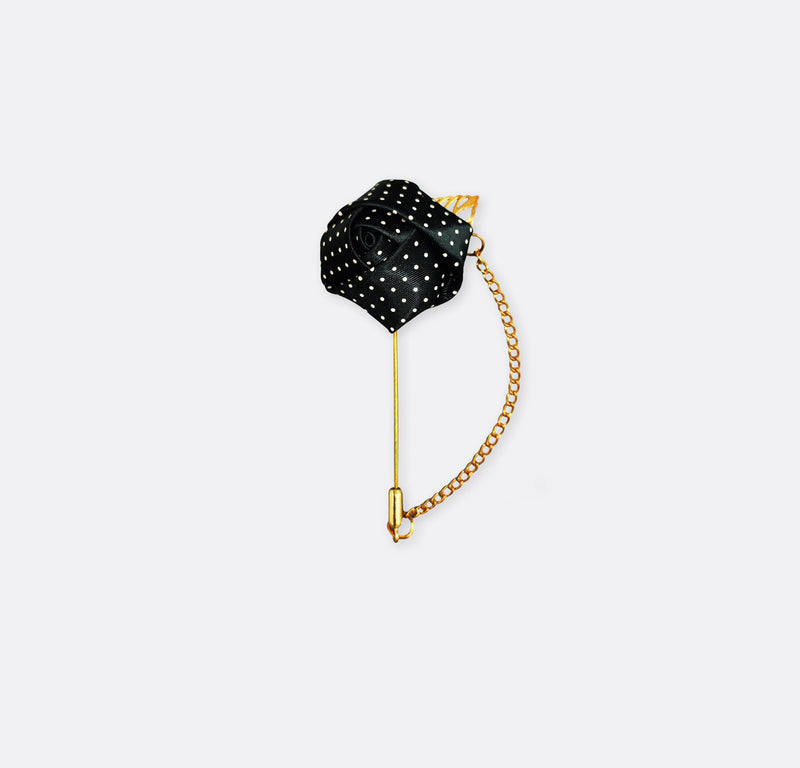 Mini Black Polka Drops Floral Lapel Pins