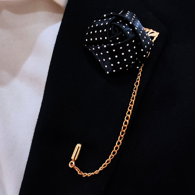 Mini Black Polka Drops Floral Lapel Pins
