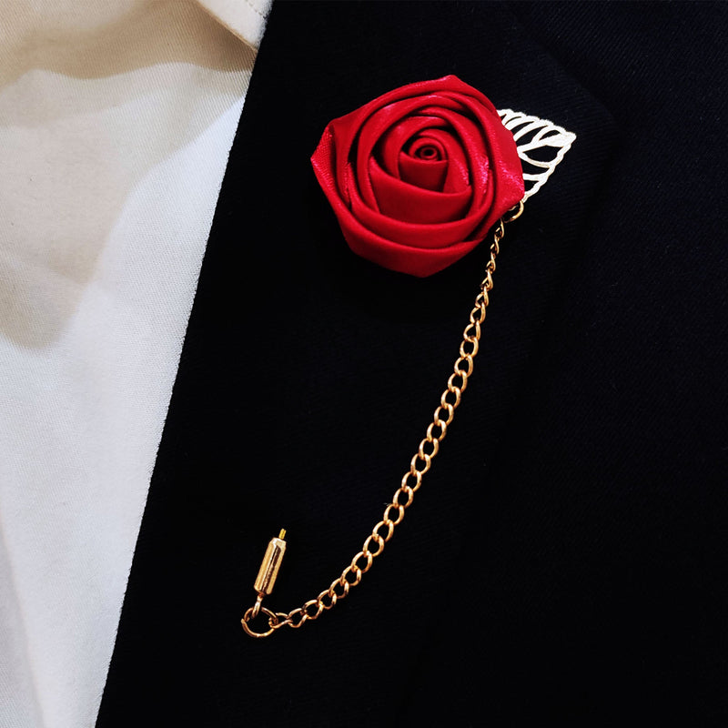 Maroon Floral Lapel Pins