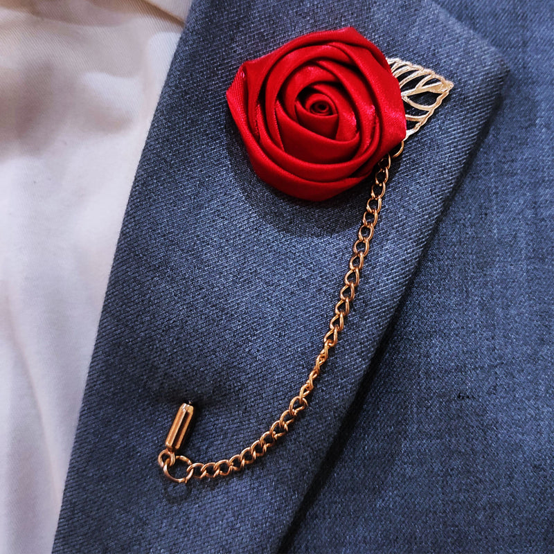 Maroon Floral Lapel Pins