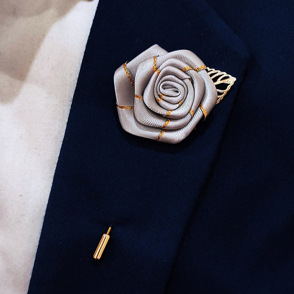 Grey texture Floral Lapel Pins