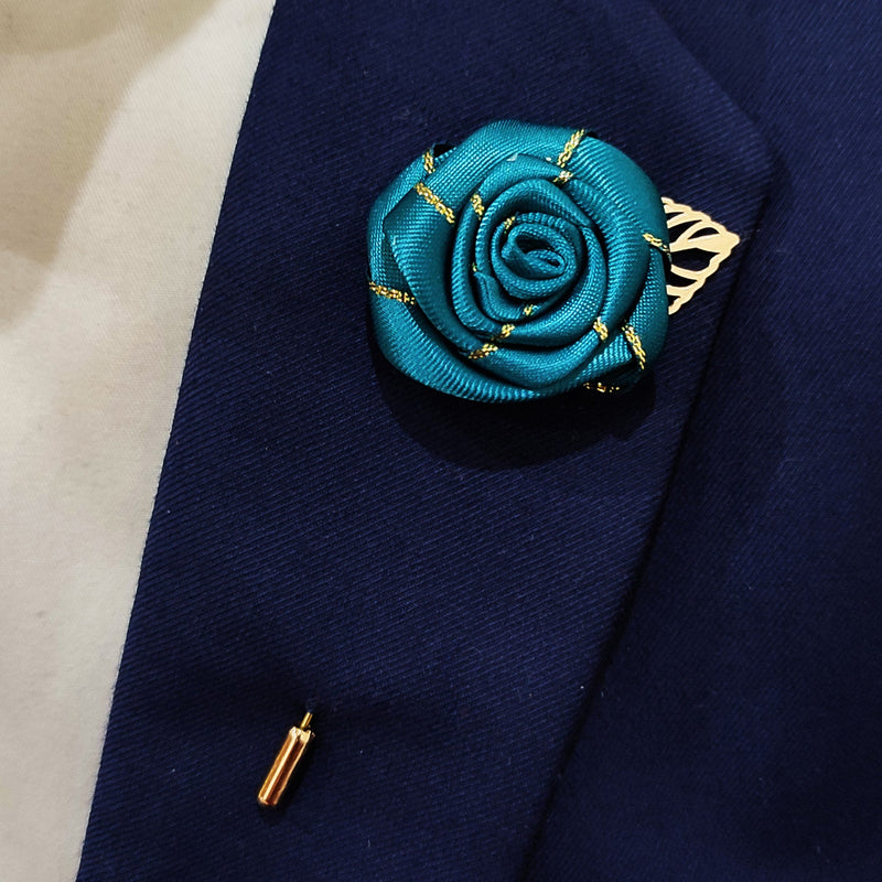 Sea Green texture Floral Lapel Pins
