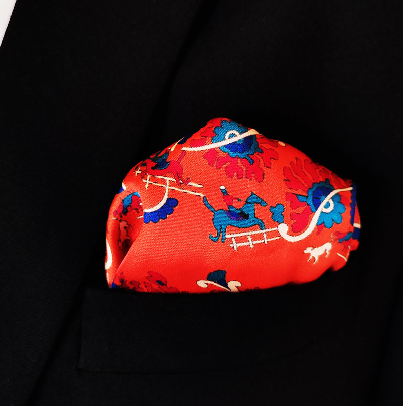 Rust Paisley and Floral - Silk Pocket Square
