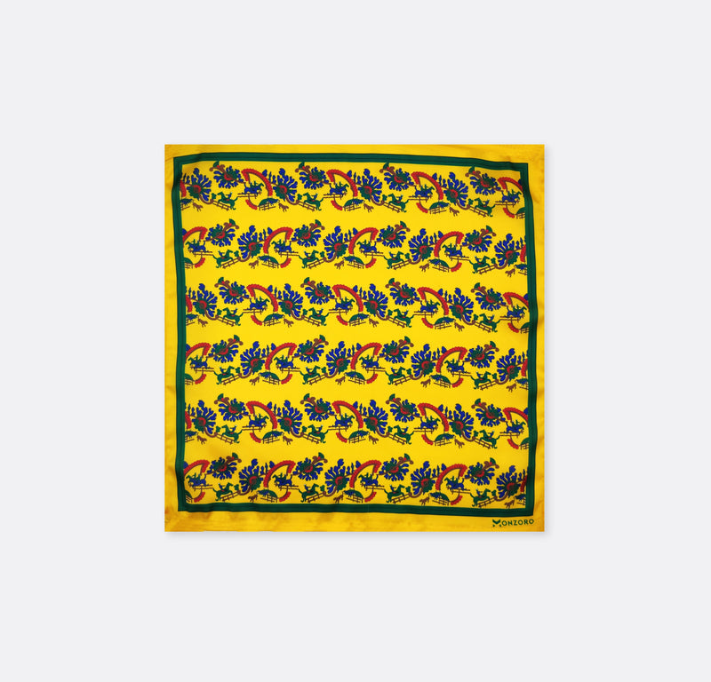 Paisley and Floral Mustard - Silk Pocket Square