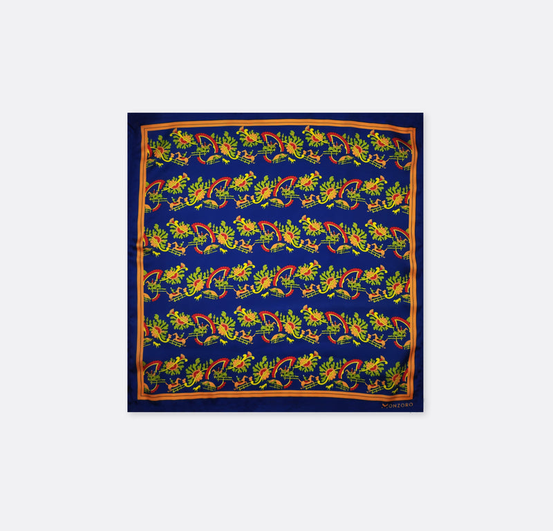Navy Blue Paisley and Floral - Silk Pocket Squares