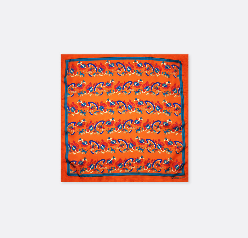 Rust Paisley and Floral - Silk Pocket Square