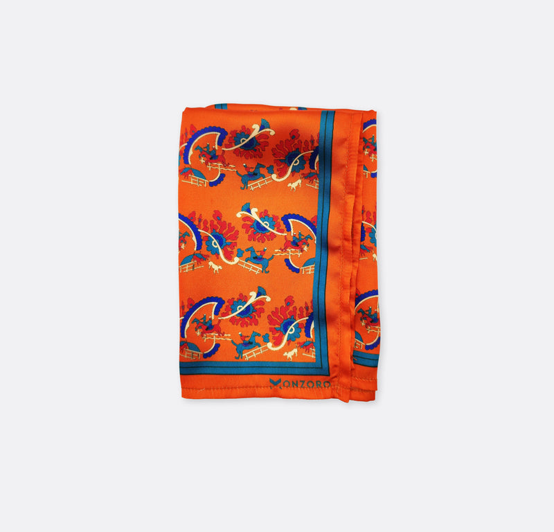 Rust Paisley and Floral - Silk Pocket Square