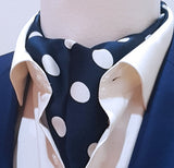 Navy Polka Silk Ascots