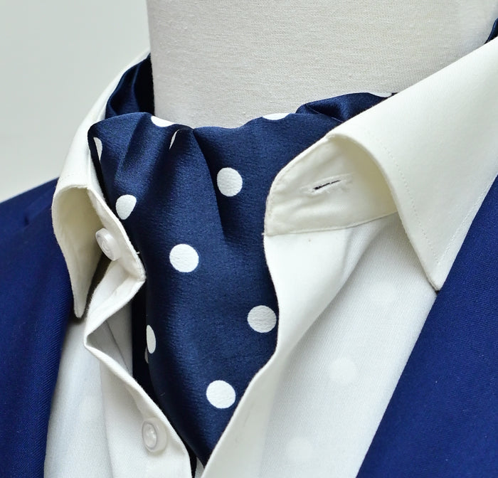 Blue Polka Drops - Silk Ascots