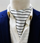 Sleek Black & White Stripes Silk Ascots - Ascots | Monzoro Pakistan