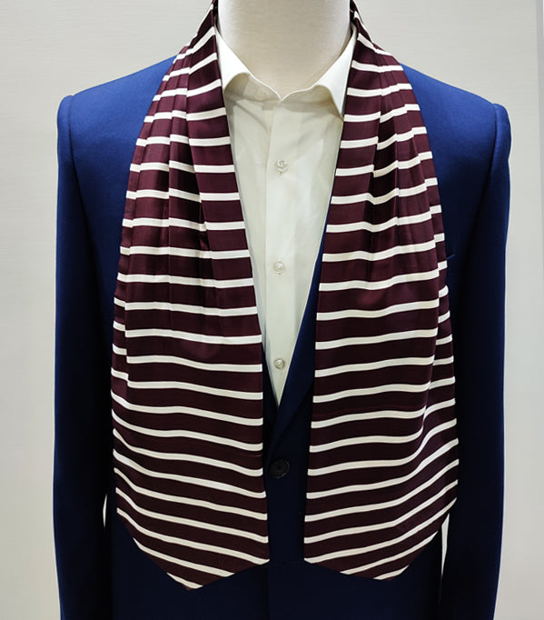 Creamy Rosewood Stripes - Silk Ascots