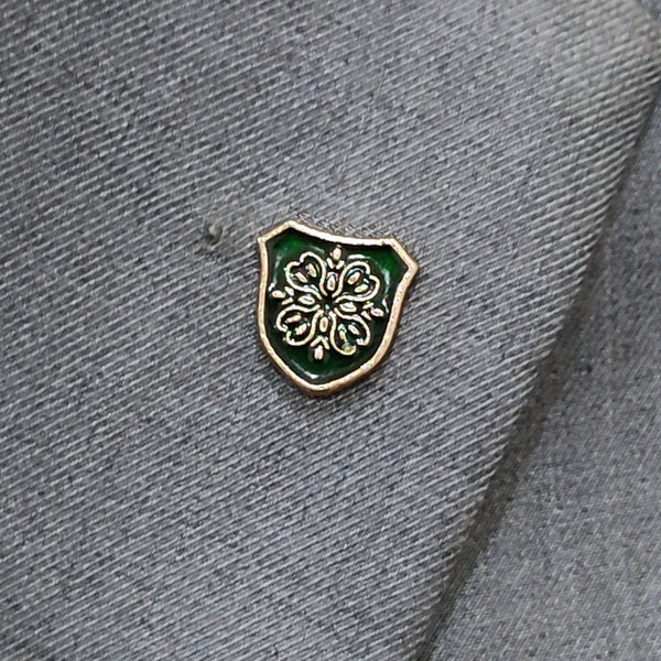 TURKISH KNIGHT SHIELD – Dark Green AND GOLD LAPEL PINS