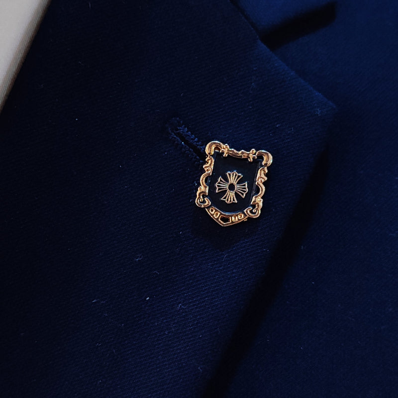 IRON CROSS KNIGHT SHieLD – BLUE AND GOLD LAPEL PINS