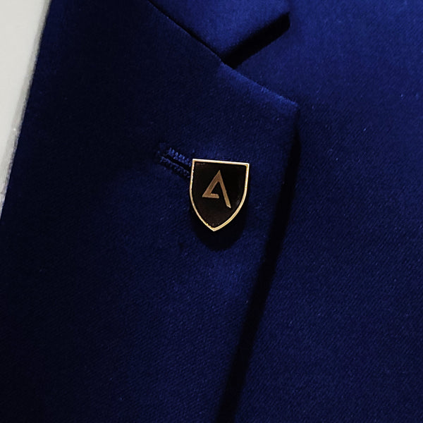 CLASSIC KNIGHT SHIELD – Dark Brown AND GOLD LAPEL PINS