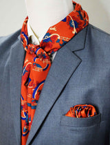 Rust Paisley And Floral - Silk Scarf And Pocket Square Set