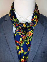 Navy Blue Paisley and Floral - Silk Men Scarves