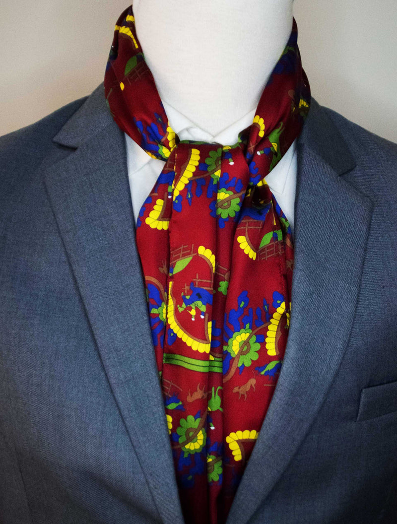 Maroon Paisley and Floral - Silk Men Scarves