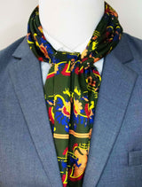 Olive Green Paisley and Floral - Silk Men Scarves