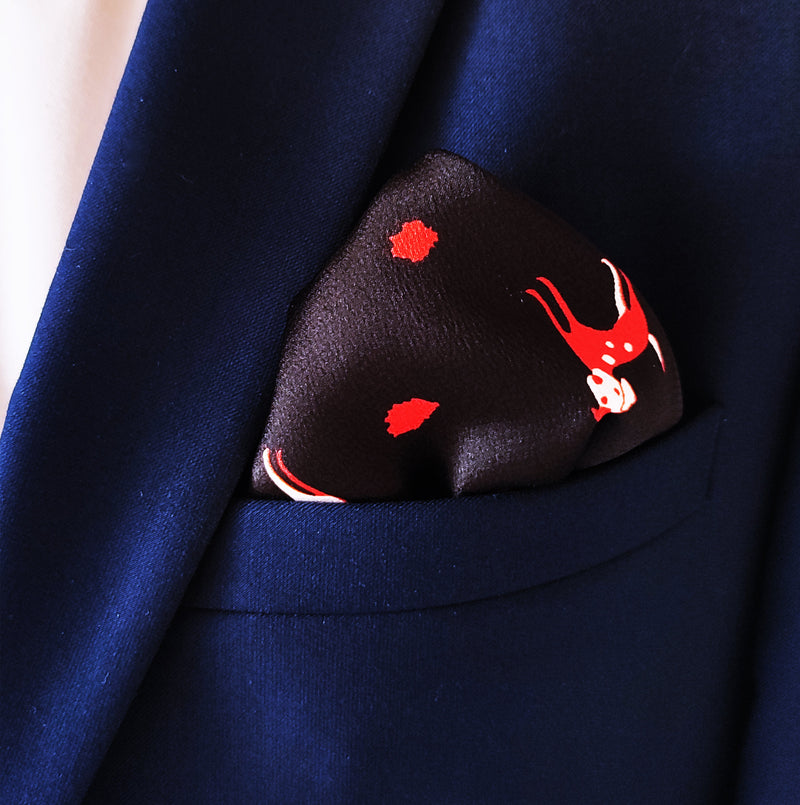 Black Dalmatian Silk Pocket Squares