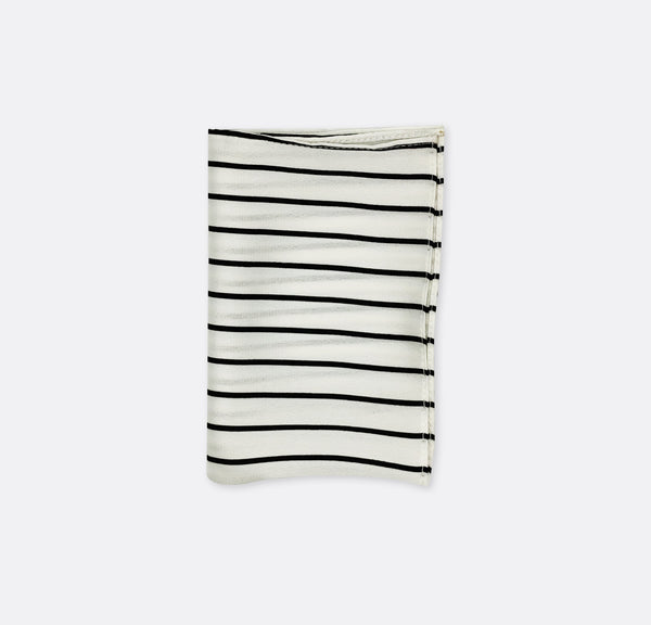 Sleek Black & White Stripes - Silk Pocket Square