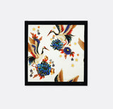 Mandarin Heron White - Silk Pocket Square