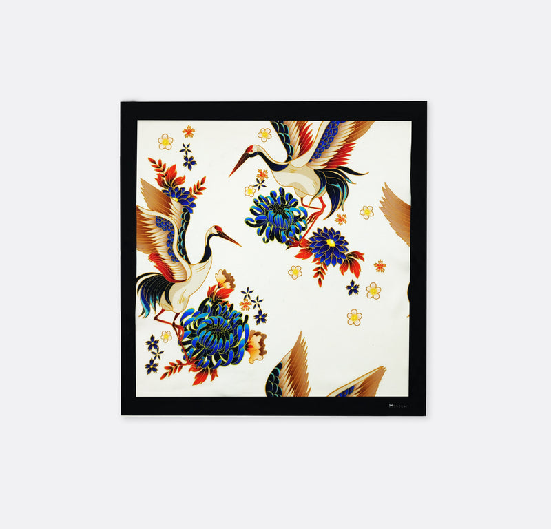 Mandarin Heron White - Silk Pocket Square