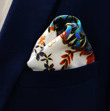 Mandarin Heron White - Silk Pocket Square