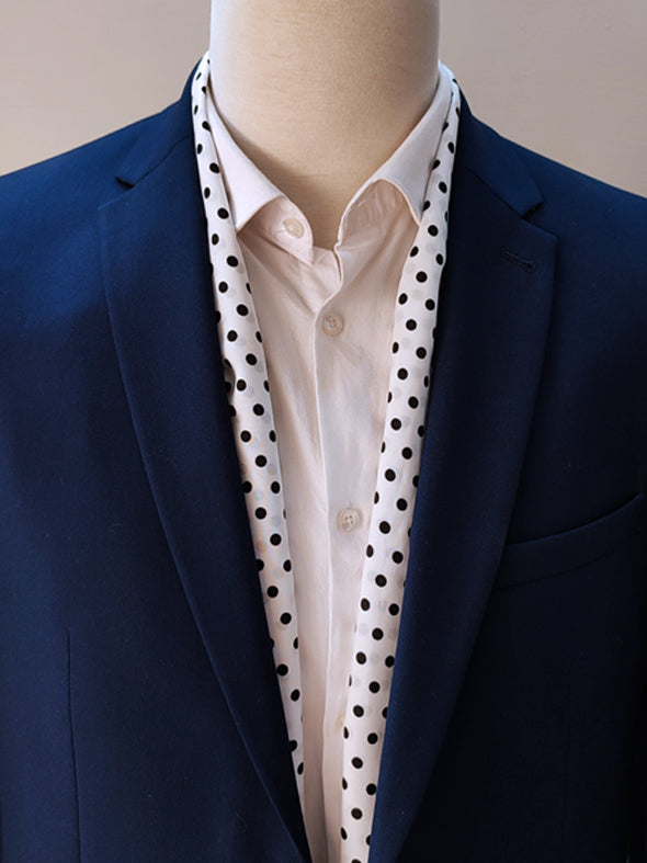Snow White Base Polka Silk Men Scarves