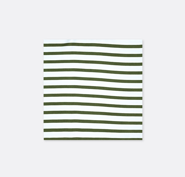 White & Green Stripes - Silk Pocket Square