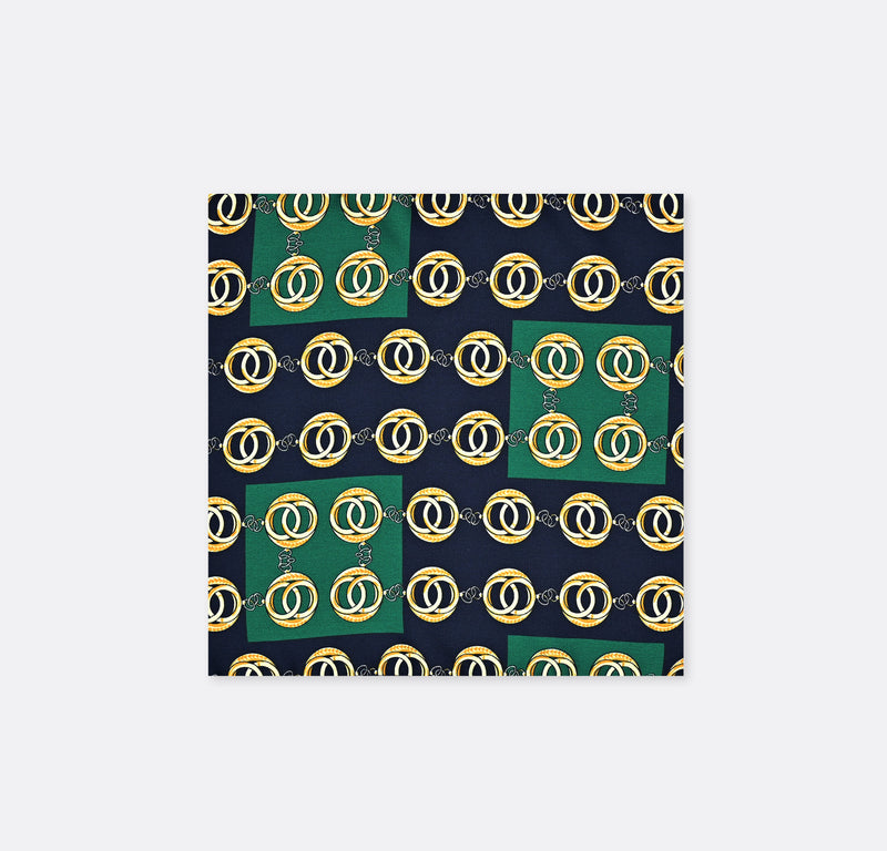 Chain Loop Green - Silk Pocket Square