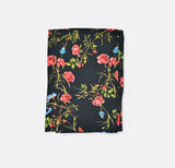 Black Retro Floral Silk Pocket Squares