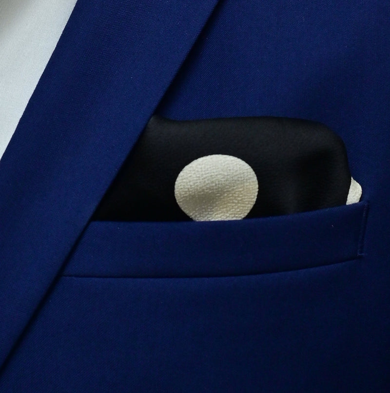 Black and White Jumbo Polka Dots - Silk Pocket Square