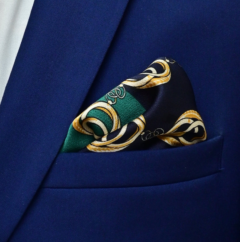 Chain Loop Green - Silk Pocket Square