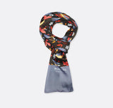WINTER BIRDS AND AUTUMN LEAVES - silk scarves