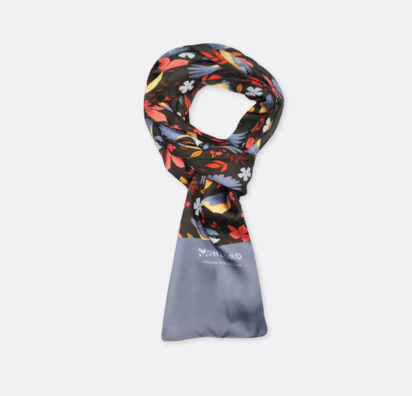 WINTER BIRDS AND AUTUMN LEAVES - silk scarves