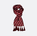 Maroon with White Polka Drops - Silk Scarves