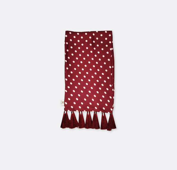 Maroon with White Polka Drops - Silk Scarves