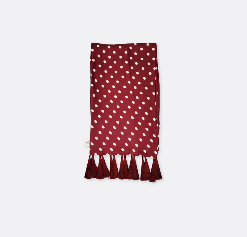 Maroon with White Polka Drops - Silk Scarves