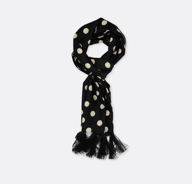 BLACK MIDI POLKA SILK MEN SCARVES