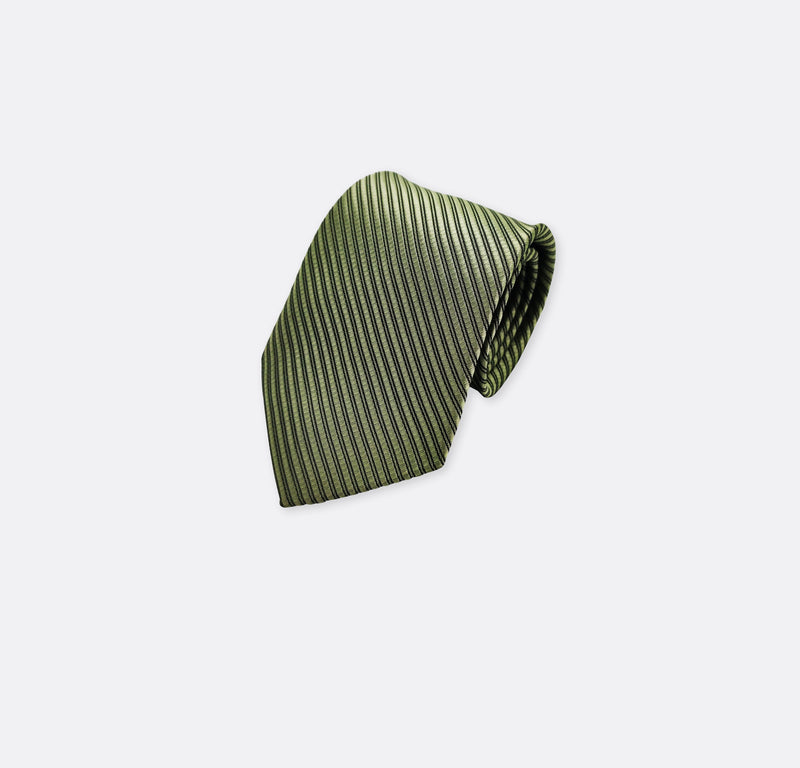 METALLIC GREEN DIAGONAL STRIPED NECK TIES