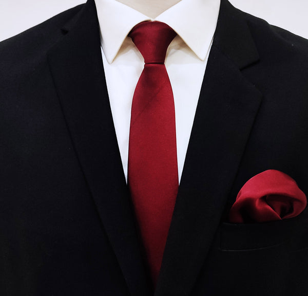 Vine red tie and Pocket Square set