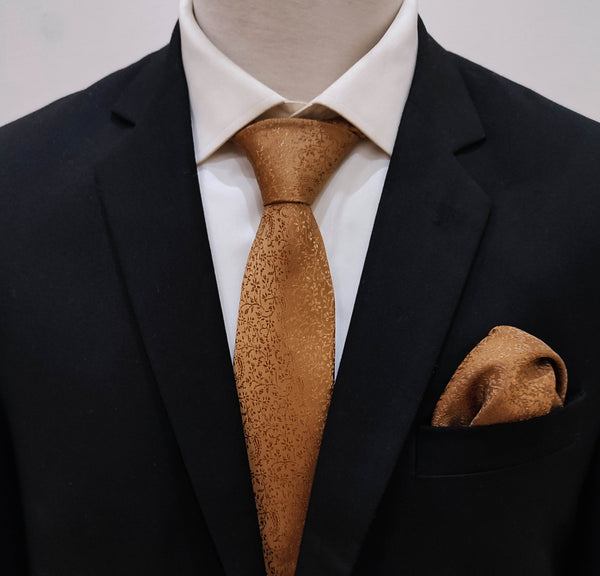 Caramel Brown Self Tie & Pocket Square Set