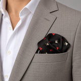 Abstract Horse pocket square — light jacket · wearing detail.