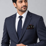Abstract Horse pocket square — formal model · navy and tie.